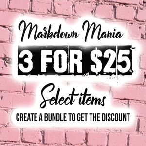 Bundle items marked “3 for 25”